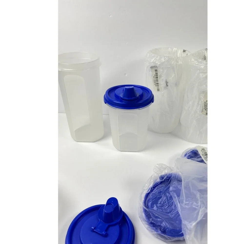 New Tupperware Blue‎ Lid Modular Mates Storage Container Set 5 Pc Round #3